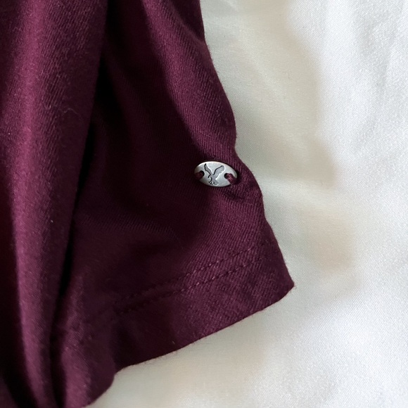 American Eagle Burgundy Short Sleeve Strappy Blouse Size Small - Picture 8 of 10